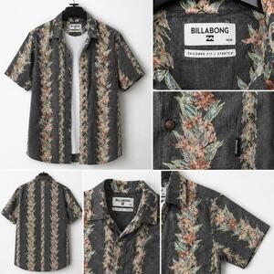 Mens billabong charcoal grey tropical button up shirt, size medium